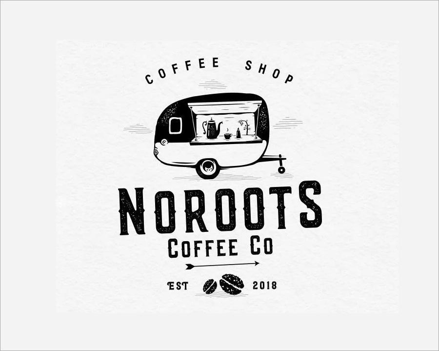 Coffee Shop NoRoots Coffee Co. logo設(shè)計(jì)