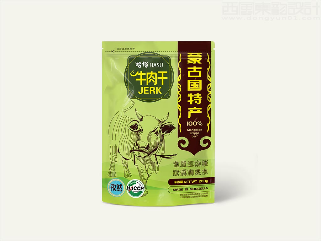 北京烏珠穆沁肉業(yè)有限公司蒙古國(guó)哈俗孜然牛肉干肉食品包裝袋設(shè)計(jì)