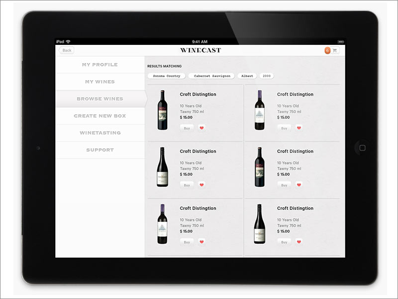 荷蘭在線品酒品牌Winecast ipad端網(wǎng)站內頁設計