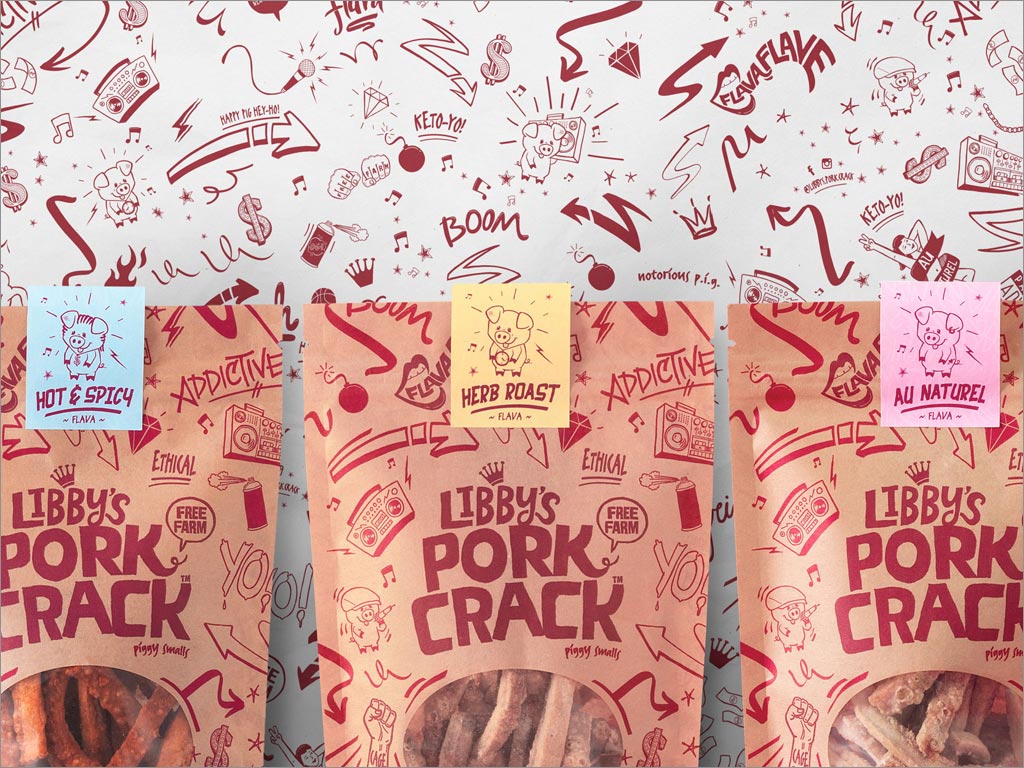 美國Libby's Pork Crack休閑食品包裝袋設(shè)計之天窗展示