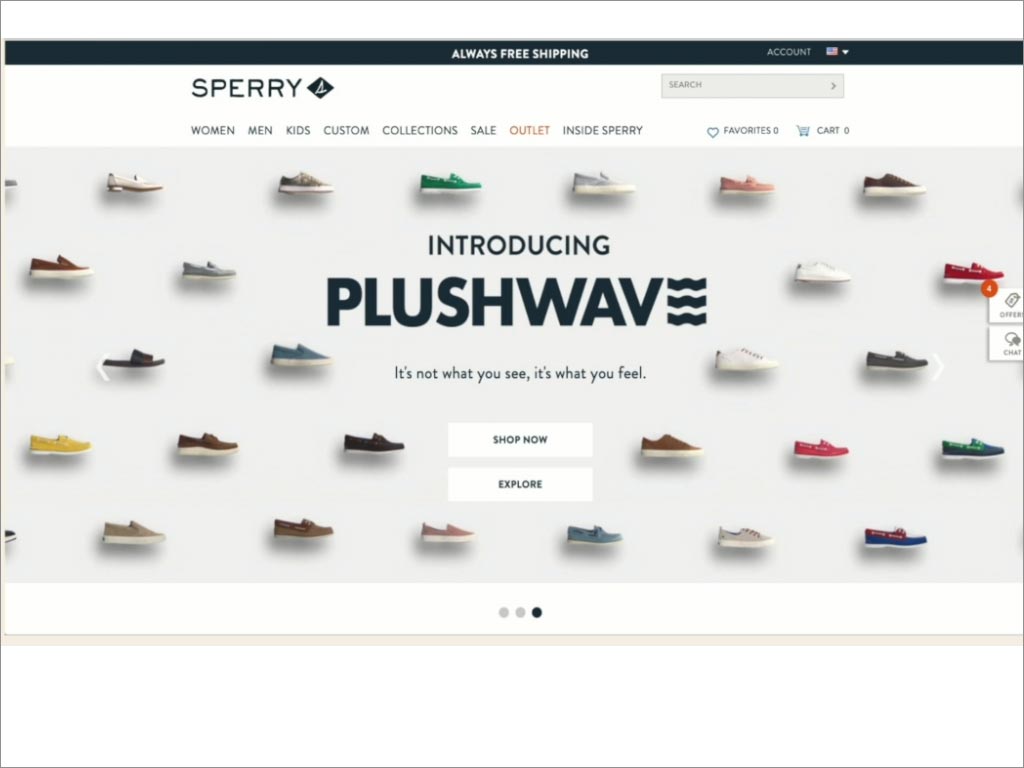 SPERRY PLUSHWAVE休閑鞋品牌網(wǎng)站設(shè)計(jì)