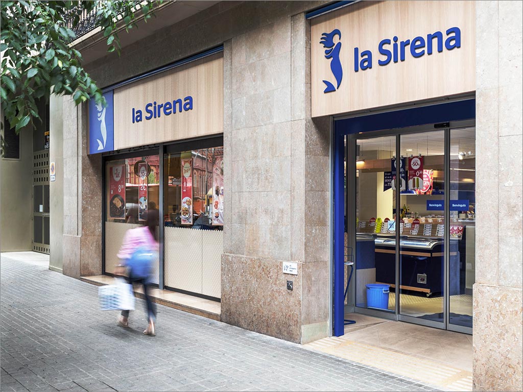 西班牙La Sirena冷凍食品品牌形象之店面門頭設(shè)計