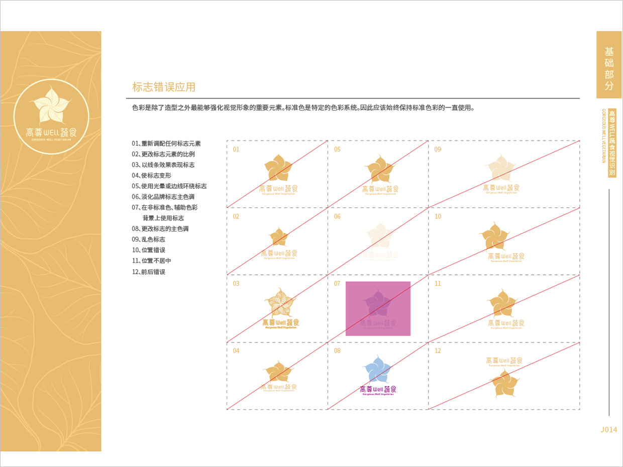 高尊well蔬食素食餐廳全案vi設(shè)計(jì)之錯(cuò)誤應(yīng)用范例